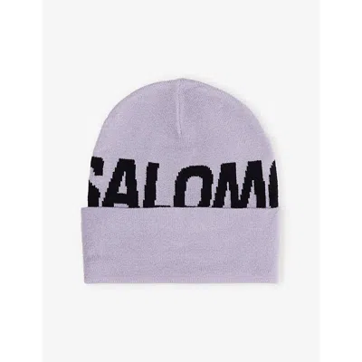 Salomon Mens Cosmic Sky Hermitage Brand-print Knitted Beanie In Purple