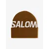 Salomon Mens Olive Hermitage Brand-print Knitted Beanie In Brown