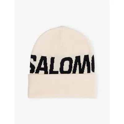 Salomon Mens Whisper White Hermitage Brand-print Knitted Beanie In Neutral