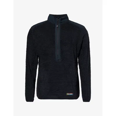 Salomon Mens Thernova Half-zip Fleece Jacket Deep Black In Blue