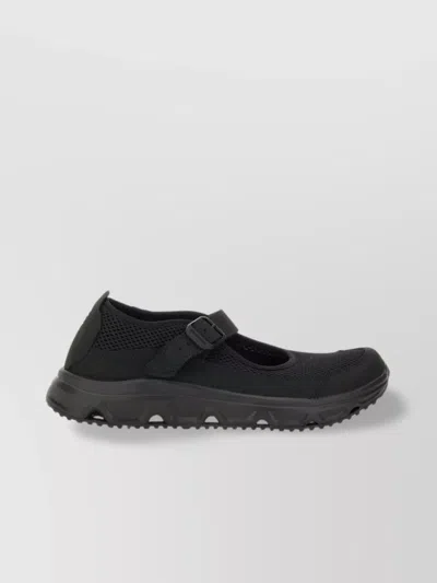 Salomon Mesh Round Toe Rubber Textured Sneakers In Black