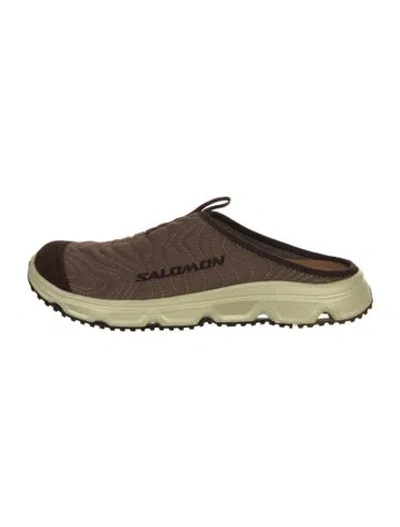 Pre-owned Salomon Nylon Embroidered Accent Slippers In Brown