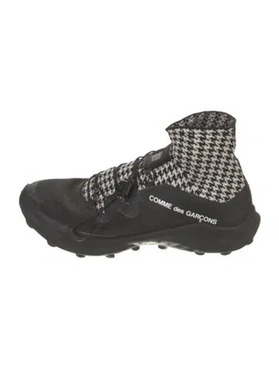 Pre-owned Salomon Nylon Houndstooth Print Athletic Sneakers In Black