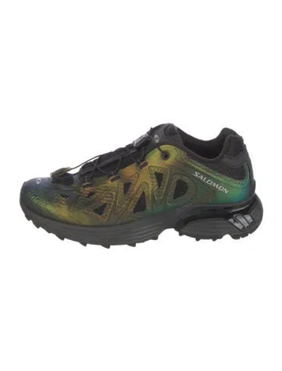 Pre-owned Salomon Nylon Patterned Athletic Sneakers In Green