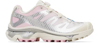 Salomon Pink & Silver Xt-4 Og Sneakers In White