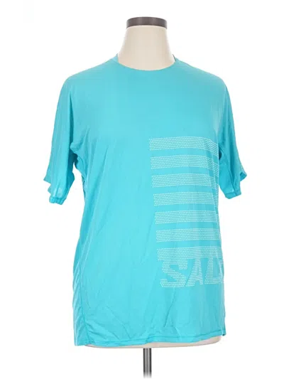 Pre-owned Salomon Short Sleeve Top Teal Crew Neck Tops