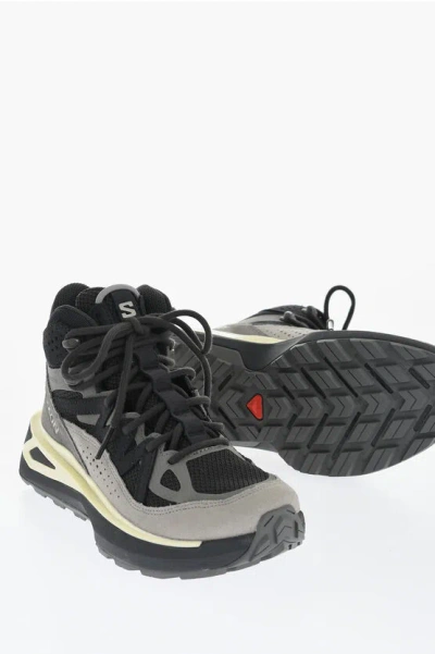 Salomon Suede And Fabric Two Tone Odyssey High Top Sneakers In Multi