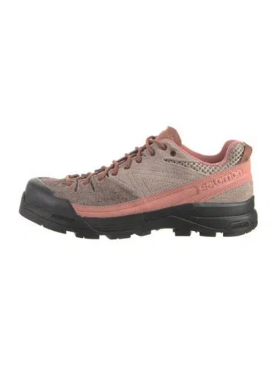Pre-owned Salomon Suede Colorblock Pattern Sneakers In Brown