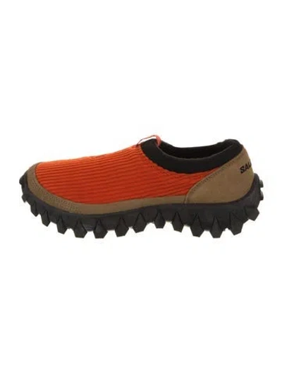 Pre-owned Salomon Suede Colorblock Pattern Sneakers In Orange
