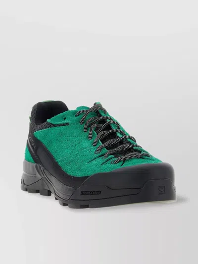 Salomon Suede Mesh Sneakers Pull Tab Rubber Sole In Green