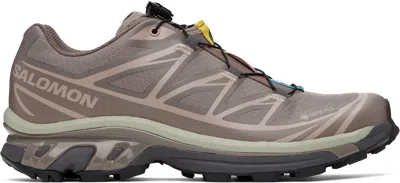 Salomon Taupe Xt-6 Gore-tex Trainers In Iron / Etherea / See