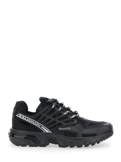 Salomon Tech Fabric Low-top Sneaker With Drawstring Closure And Chunky Rubber Sole In Black