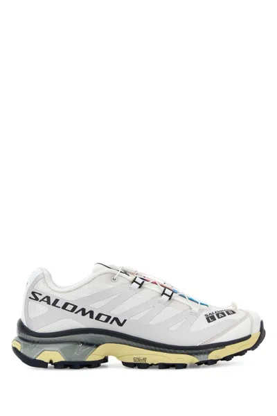 Salomon White Fabric Xt 4 Sneakers In Animal Print