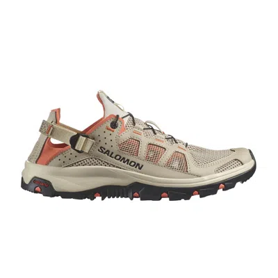 Pre-owned Salomon Wmns Techamphibian 5 'white Pepper Living Coral' In Tan