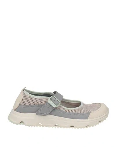 Salomon Woman Sneakers Grey Size 10 Leather, Textile Fibers In Gray