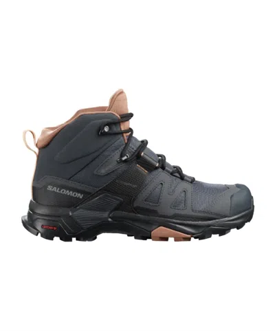 Salomon Women's X Ultra 4 Mid Gore-tex Shoes In Ebony/ Mocha Mousse/ Almond Cream In Black