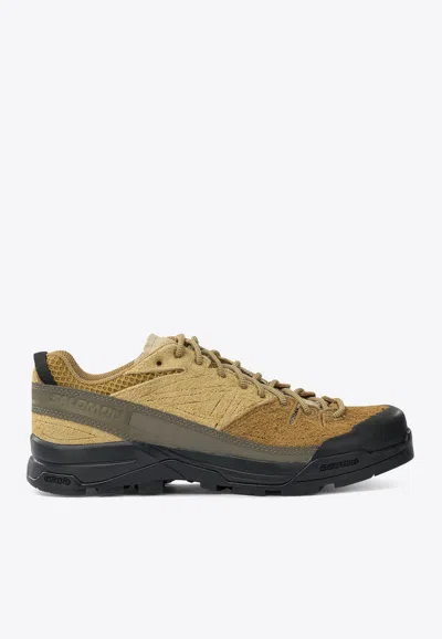 Salomon Textured Tan And Brown Sneakers In Multi