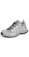 Salomon Silver Mesh And Synthetic Leather Xa Pro 3d Sneakers In Gray