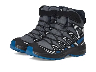 Salomon Xa Pro V8 (little Kid/big Kid) Kid's Shoes Turbulence/black/dark Blue : 2 Little Kid M, Textile/synt