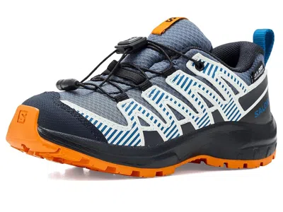 Salomon Xa Pro V8 Waterproof (little Kid/big Kid) Kid's Shoes Grisaille/dark Blue/turmeric : 2 Little Kid M, In Gray