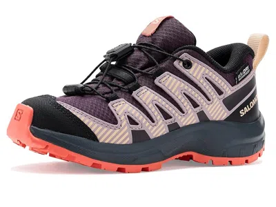 Salomon Xa Pro V8 Waterproof (little Kid/big Kid) Kid's Shoes Plum Kitten/turbulence/fusion Coral : 2 Little In Multi