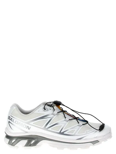 Salomon Mens White White Silver Xt-6 Gtx Quick-lace Mesh Low-top Trainers