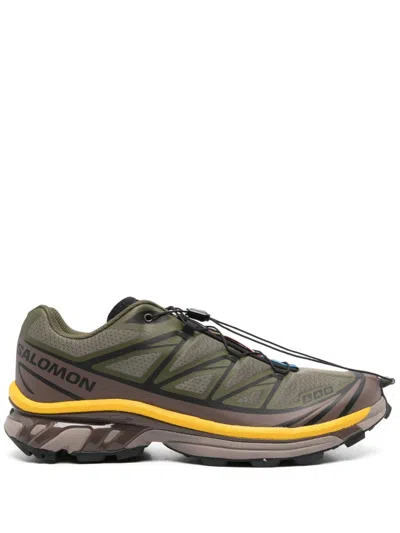 Salomon Xt-6 Sneakers In Olive Night/black/sulphur