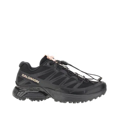 Salomon Xt-pathway 2 Ruffled Satin And Rubber-trimmed Mesh Sneakers In Black