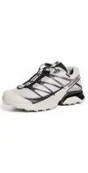 Salomon Low-profile White Sneakers With Black Accents In Flint Grey/flint Grey/black
