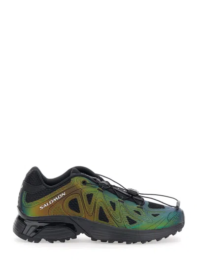 Salomon Xt-whisper Black Sneakers With Printed Logo On The Side And Drawstring Closure In Fabric Unisex In Multi