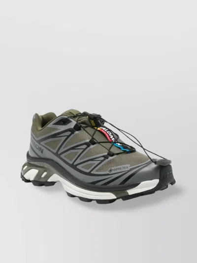 Salomon Xt6 Gtx Sneakers Round Toe In Olive Night+sedona Sage+black