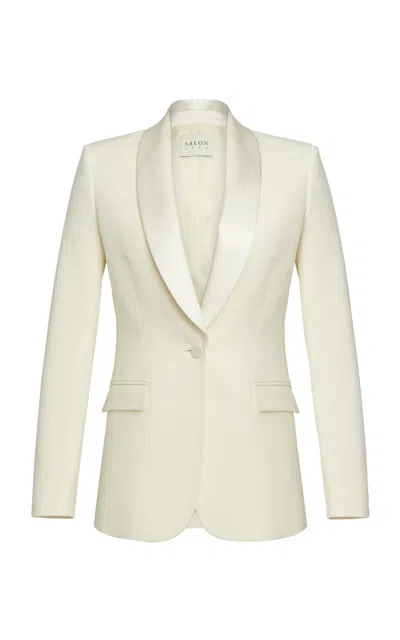 Salon 1884 Azienda Satin Tuxedo Jacket In White