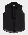 Salon 1884 Basso Lavelliere Blouse In Silk Chiffon In Black