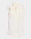 Salon 1884 Basso Lavellire Silk Crepe De Chine Blouse In Perla