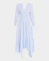 Salon 1884 Camicia Shirred Striped Cotton Poplin Maxi Dress In Cielo Stripe