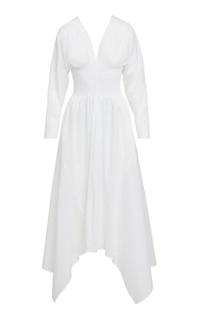 Salon 1884 Camicia Shadow Striped Cotton Batiste Maxi Dress In White