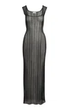 Salon 1884 Canova Sheer Knit Sleeveless Midi Dress In Black