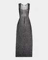Salon 1884 Canova Sheer Knit Sleeveless Midi Dress In Black