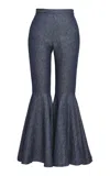 Salon 1884 Catullo Linen-denim Flared Pants In Blue