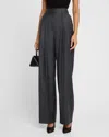 Salon 1884 Cecily Double-pleated Wide-leg Wool Pants In Graphite