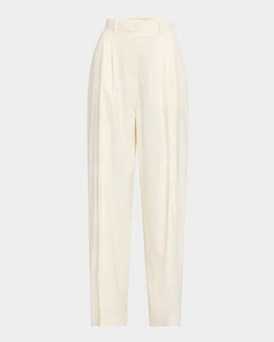 Salon 1884 Cecily Double-pleated Wide-leg Wool Pants In Perla Lurex Stripe