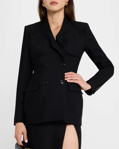 Salon 1884 Cocteau Double-breasted Bustier Blazer In Black