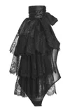 Salon 1884 Farussi Ruffled-lace Silk Top In Black