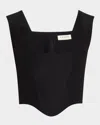 Salon 1884 Friuli Cotton-silk Crop Bustier Top In Black