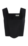 Salon 1884 Friuli Cotton-silk Crop Bustier Top In Black