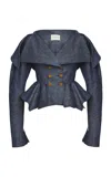 Salon 1884 Gallo Twill Peplum Redingote In Navy