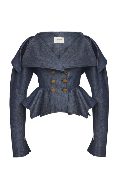 Salon 1884 Gallo Twill Peplum Redingote In Navy