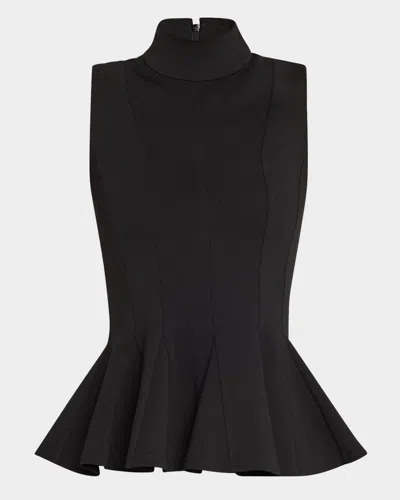 Salon 1884 Ismay Turtleneck Sleeveless Peplum Top In Black