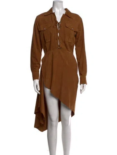 Pre-owned Salon 1884 Lambskin Mini Dress In Brown