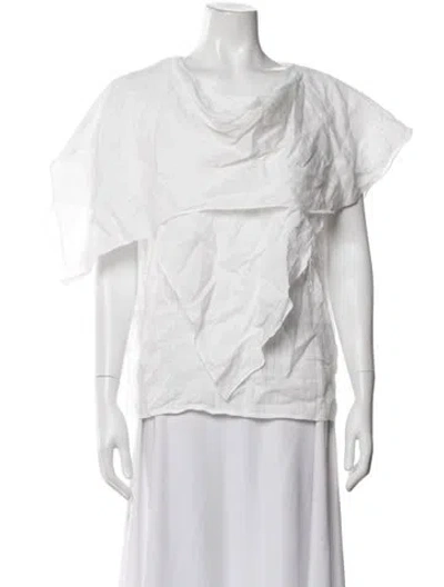 Pre-owned Salon 1884 Linen Cowl Neck Top In White